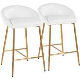 Matisse 26" Counter Stool with Gold Frame & White Leatherette (Set of 2)